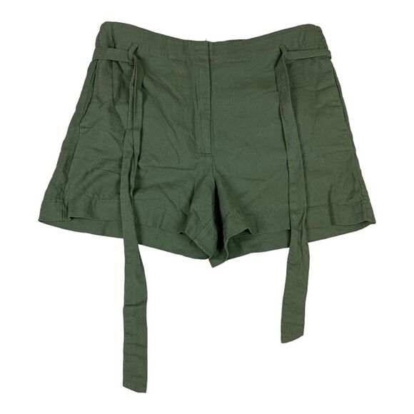 Loft Outlet Shorts Womens 6 Green Linen Blend Belted‎ Pockets Casual Boho - Picture 3 of 8
